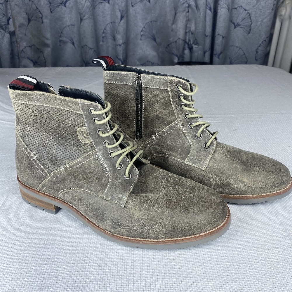Ben Sherman Boots Shoes Mens Size 7.5 Gray Suede Leather Lace Up Zip Casual New